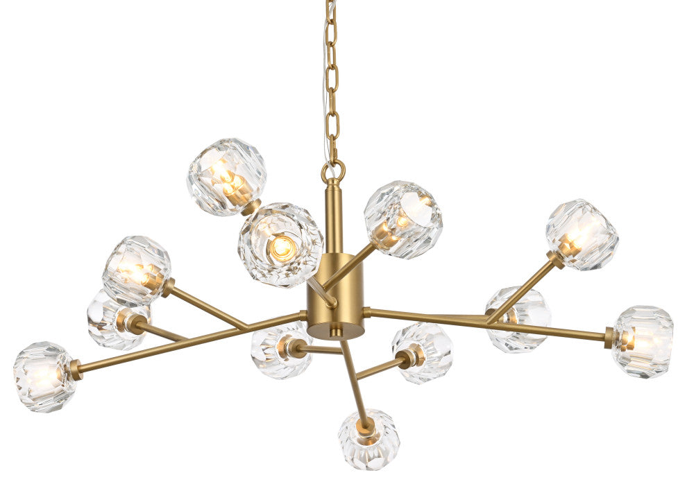 12 Light Pendant, Gold