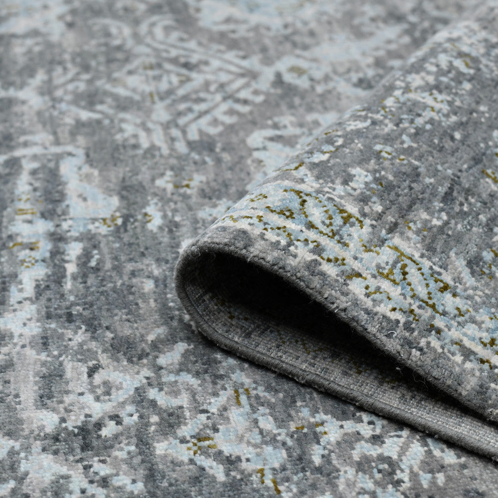 Naomi Teri Silver Knotted Wool Area Rug, 8'x10'