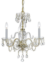 Crystorama 5044-PB-CL-MWP, 3-Light Mini Chandelier, Polished Brass