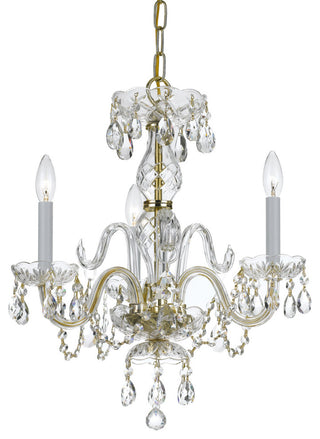 Crystorama 5044-PB-CL-MWP, 3-Light Mini Chandelier, Polished Brass