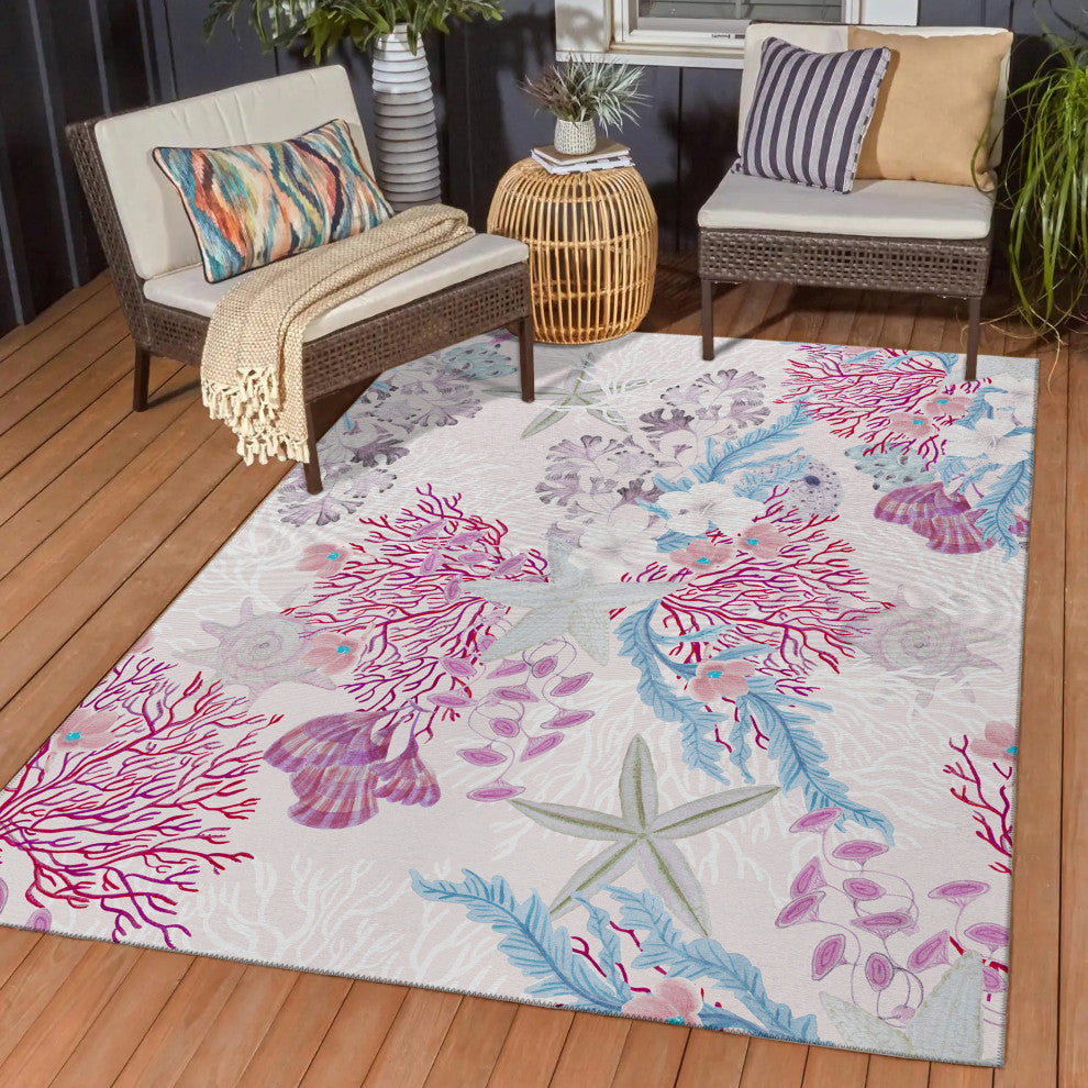 Indoor/Outdoor Seabreeze SZ1 Blush Machine Washable 8' x 10' Rug