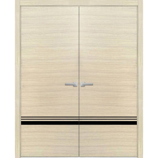 Solid French Double Doors 64 x 80 | Planum 0012 Natural Veneer with