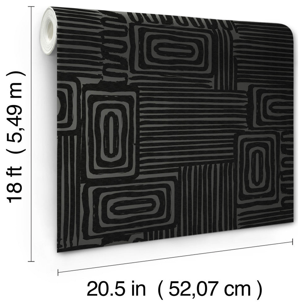 Emily Rayna Black Pathways Peel and Stick Wallpaper