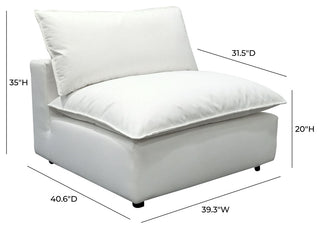 Cali Modular Armless Chair, Pearl