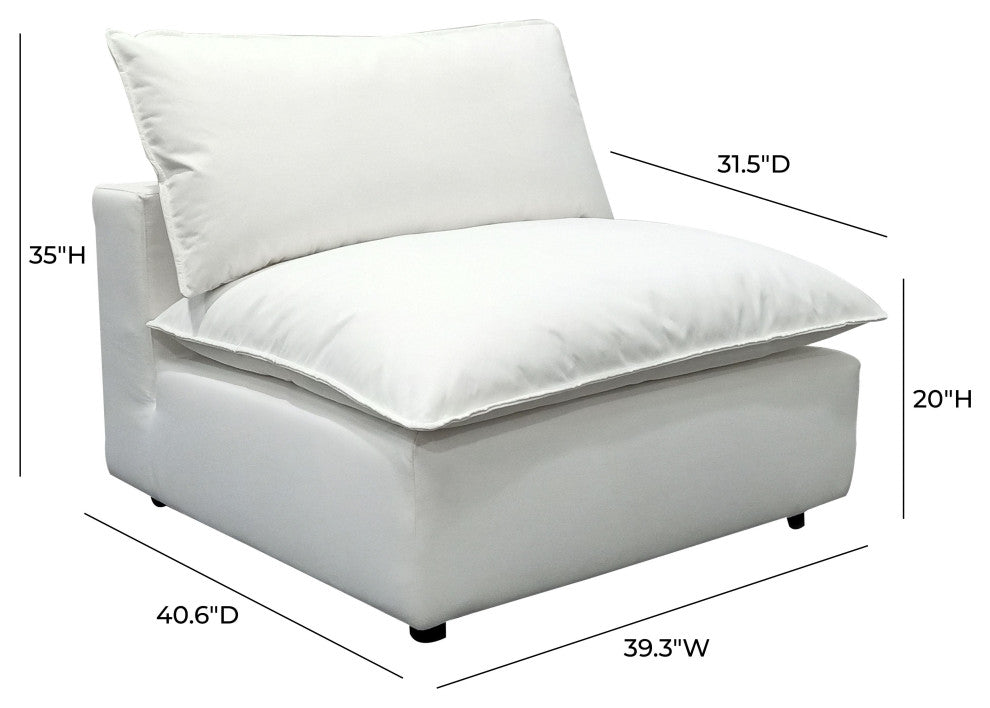 Cali Modular Armless Chair, Pearl