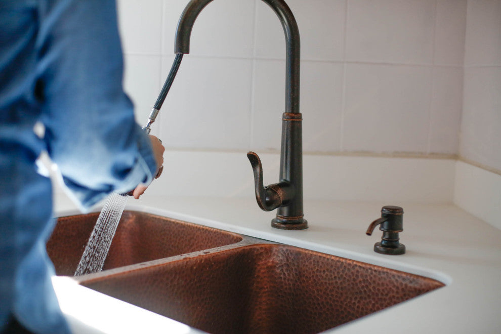 Rivera Copper 32" Double Bowl Undermount Kitchen Sink