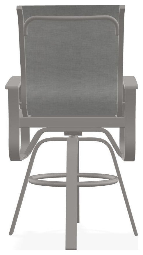 Belle Isle Sling Bar Height Outdoor Swivel Armchair, Alloy/Warm Gray