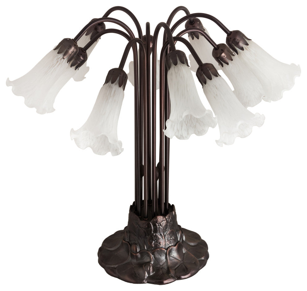 Meyda Lighting 14391 22"H White Pond Lily 10 LT Table Lamp