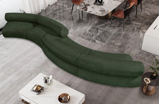 Bale Cream Chenille Fabric Modular Sofa, Green, 4-Piece, S-Shaped