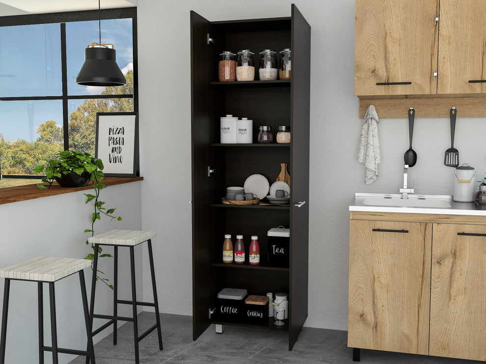 Pensacola Pantry Cabinet, Black Wengue