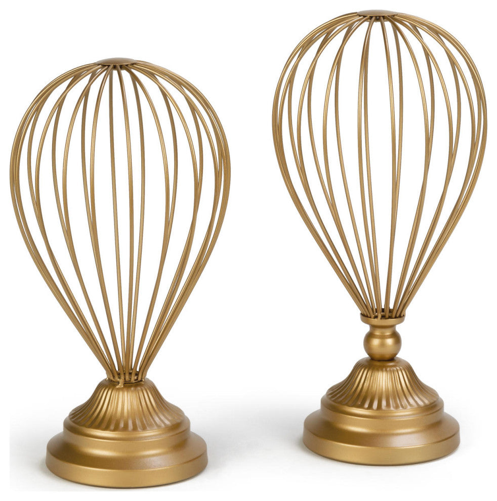 Gold Balloon Wire Hat Stands, Set of 2