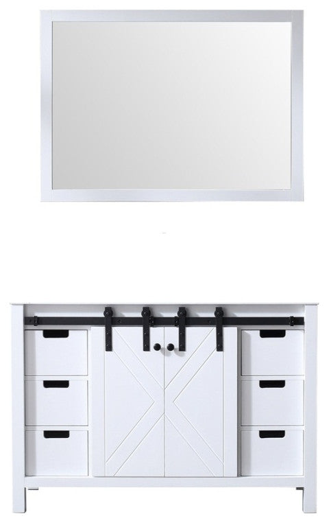 Marsyas 48" White Single Vanity, No Top and 44" Mirror