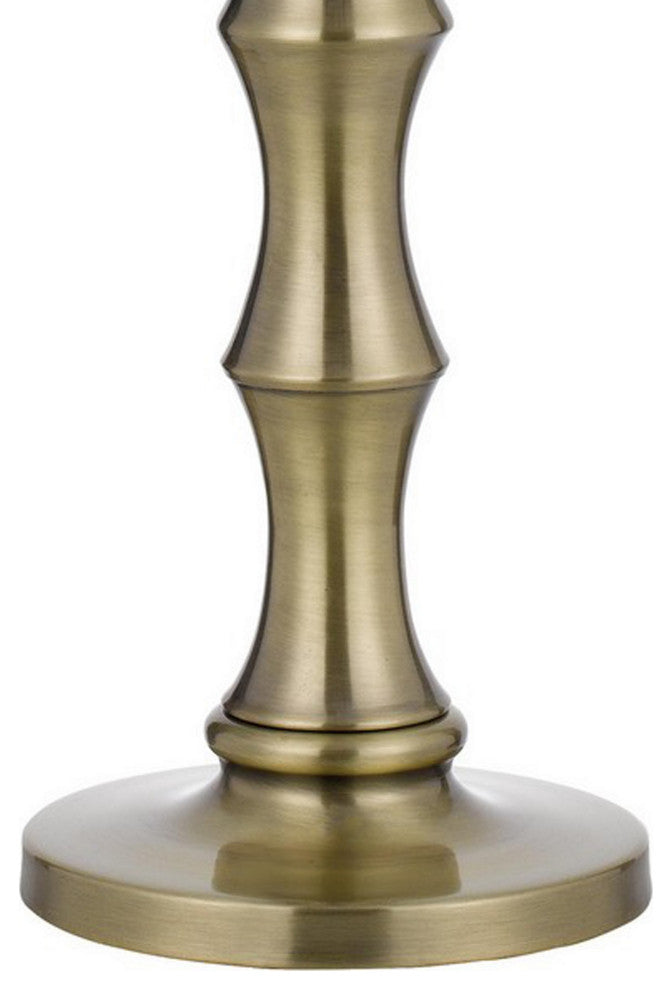 Benzara BM282156 32" Accent Table Lamp Set of 2, Turned Pedestal, Antique Brass