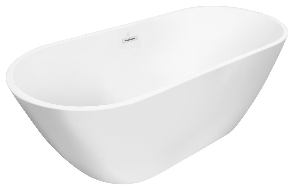 Acrylic Freestanding Soaking Bathtub in White, 63"28"