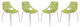 LeisureMod Modern Asbury Dining Chair With Chromed Legs, Set of 4 Green