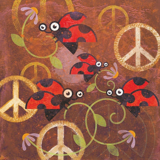 "Peace Sign Ladybugs VI" Painting Print on Wrapped Canvas