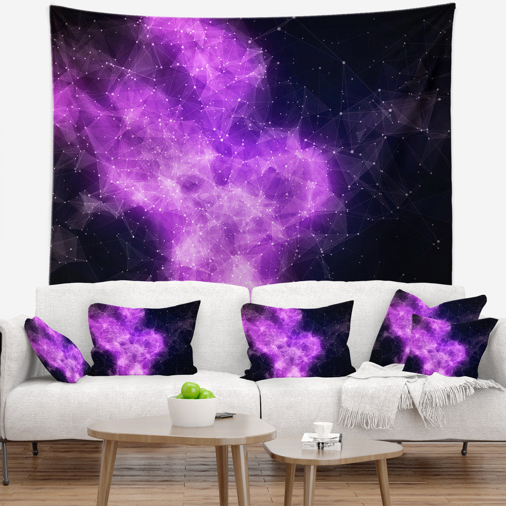 Fractal Violet Nebula Contemporary Wall Tapestry, 60"x50"