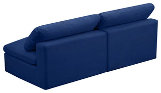 Cozy Velvet Upholstered Comfort Modular Armless Sofa, Navy