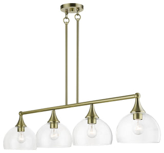 4 Light Antique Brass Large Linear Chandelier