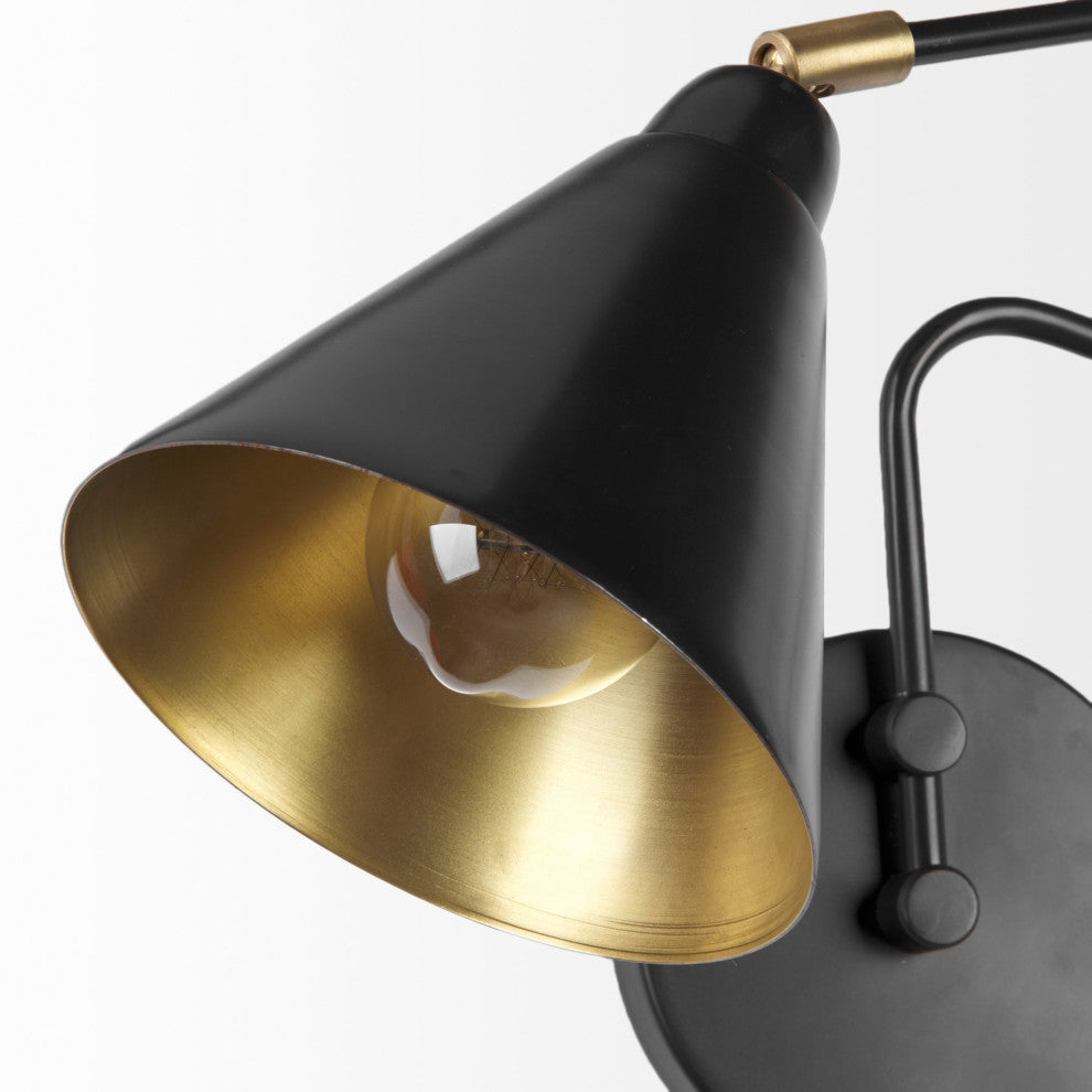 Cobalt 6Lx32W Black Metal Cone Shaped Swivel Wall Sconce