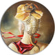 Girl With Surreal Hat, Portrait Digital Art Disc Metal Wall Art, 11"