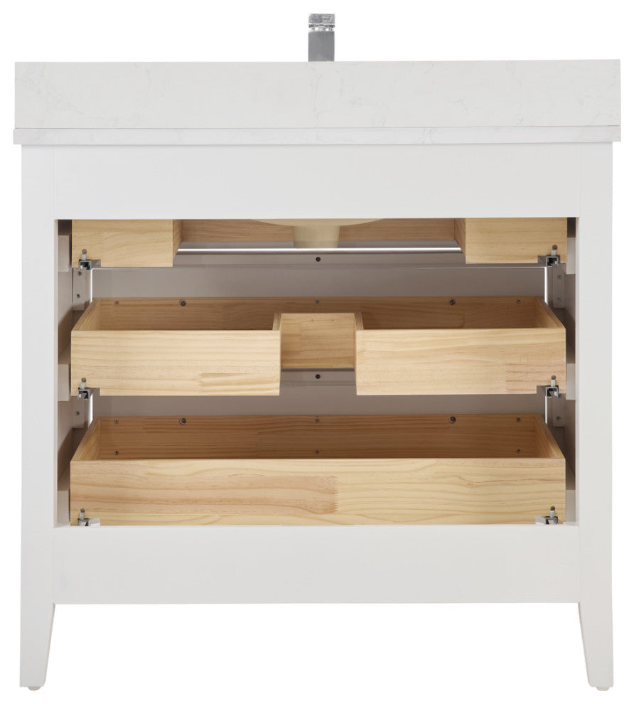 Legion Furniture WS2518 Series Bathroom Sink Vanity, White, 36", Artificial Stone Top, Single Sink