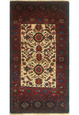 Fine Vintage Distressed Anuj Beige/Red Rug, 2'7x5'4