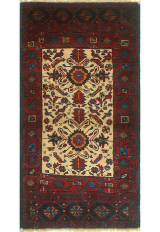 Fine Vintage Distressed Anuj Beige/Red Rug, 2'7x5'4