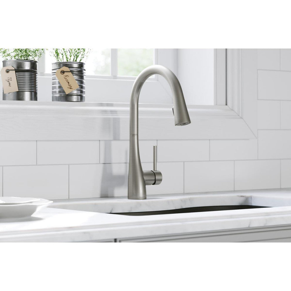 LKGT4083LS Elkay Gourmet Single Hole Kitchen Faucet, Lustrous Steel