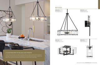 Rivera Collection 5-Light Matte Black Luxe Island Linear Chandelier Light