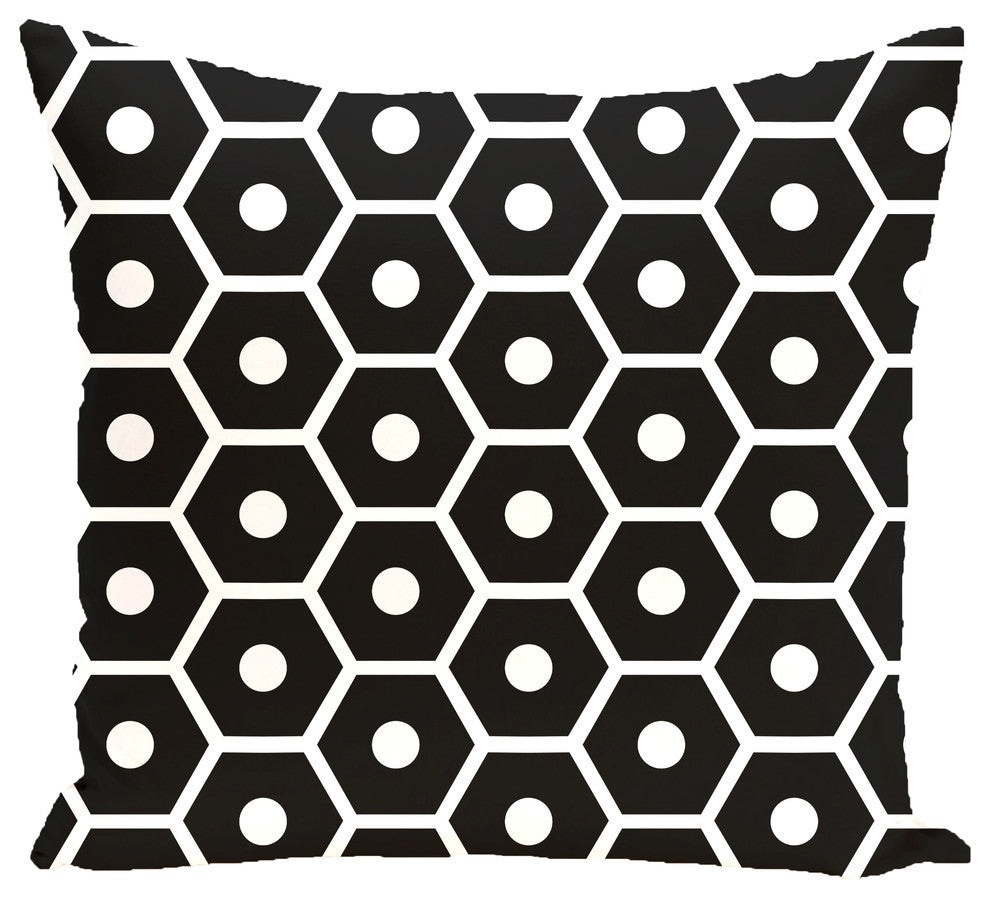 Geometric Decorative Geometric Print Pillow, Black, 18"x18"