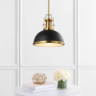Homer 13"W LED Pendant - Black / Brass Gold