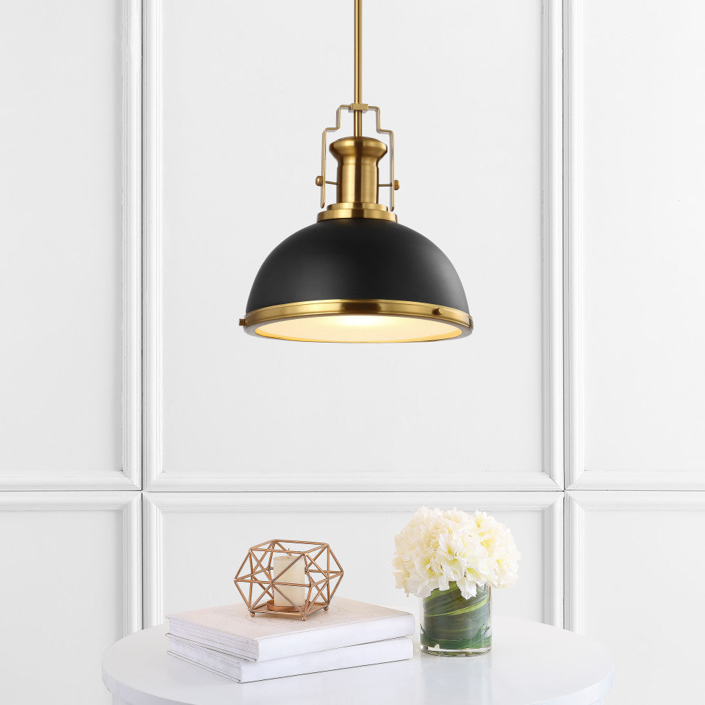 Homer 13"W LED Pendant - Black / Brass Gold