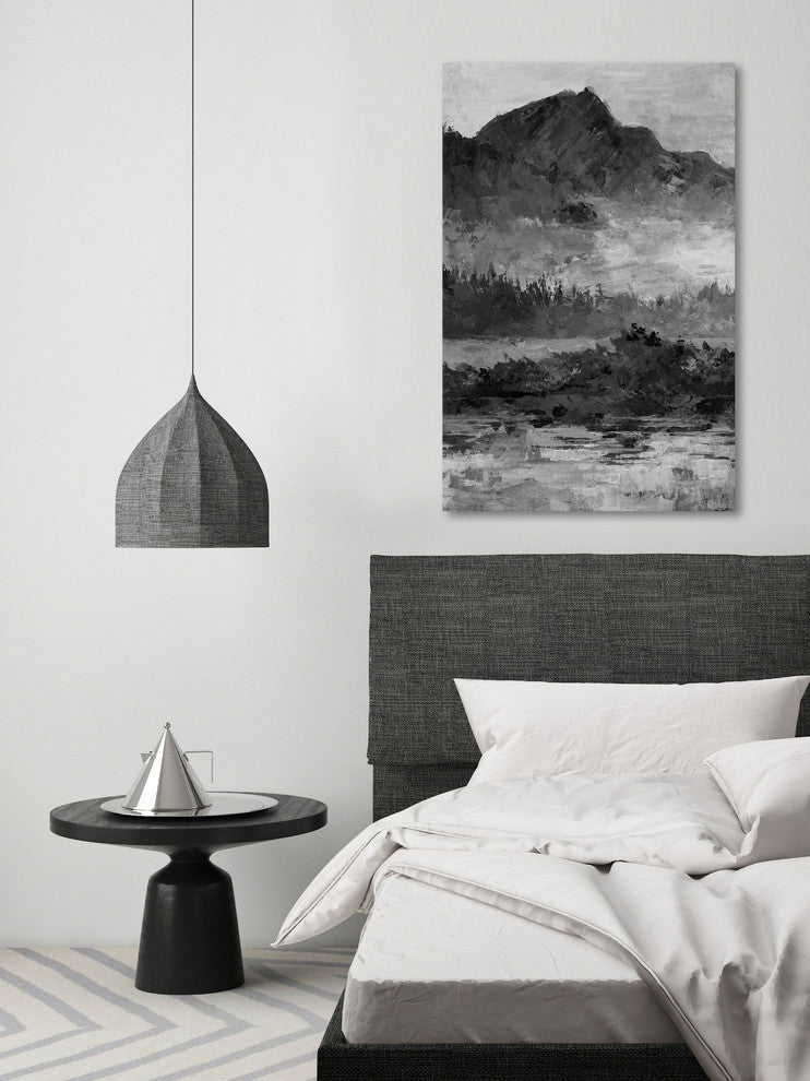 "Dark and Mysterious Mountain" Painting Print on Wrapped Canvas, 40"x60"