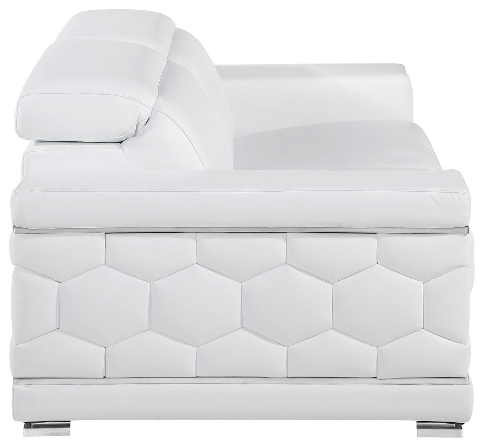 Oliver Genuine Leather Sofa, White