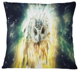 Owl Over Colorful Abstract Image Animal Throw Pillow, 18"x18"