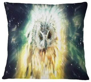 Owl Over Colorful Abstract Image Animal Throw Pillow, 18"x18"