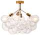 Contemporary Clear Glass Bubble Semi Flush Mount, White, 4 Lights