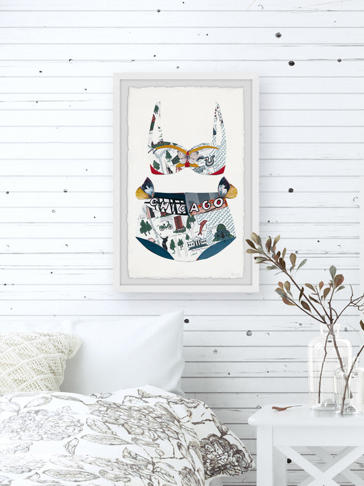 "Trendy Chicago Bikini" Framed Painting Print, 8x12