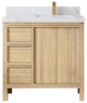 Elizabeth Oak 36" Right Offset Sink Vanity, White 2" Calacatta Sienna