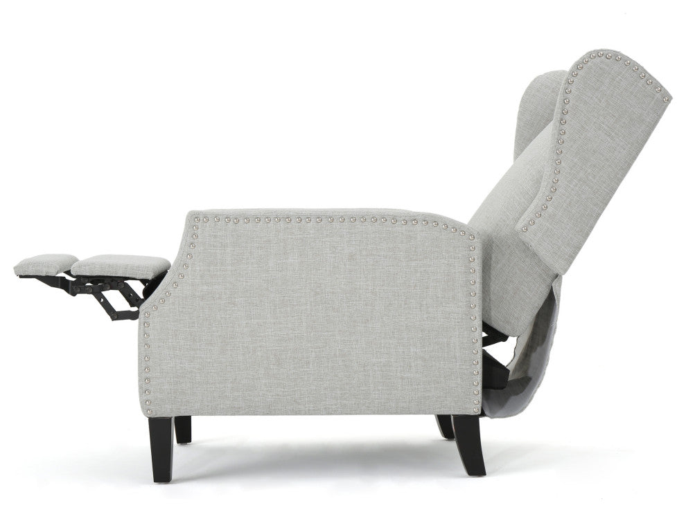 GDF Studio Weyland Contemporary Fabric Wingback Pushback Recliner, Gray Moss
