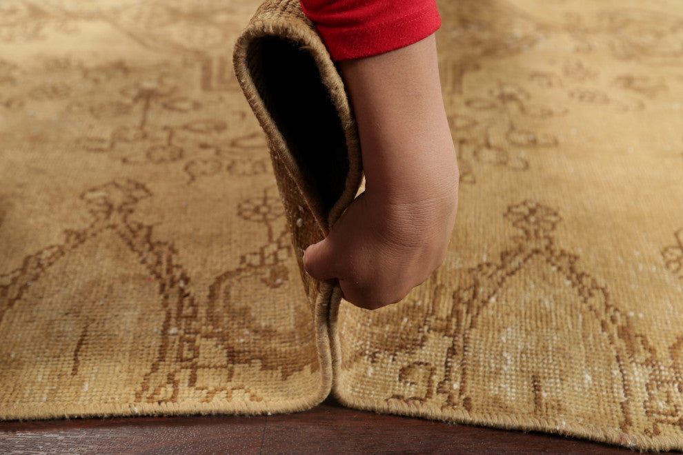 Consigned, Faded Persian Traditional Handmade Vintage-Style Area Rug, Brown, 6x8