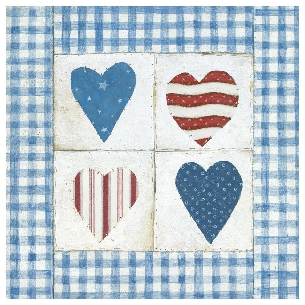 "Americana Hearts II" Digital Paper Print by David Carter Brown, 38"x38"