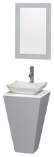 Esprit 20" Gray Pedestal Vanity, White Stone Top, White Marble Sink, 20"