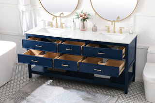 Sally 72" Double Bathroom Vanity, Blue
