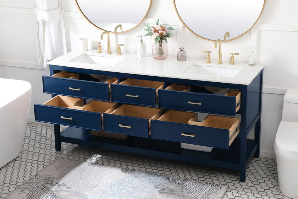 Sally 72" Double Bathroom Vanity, Blue