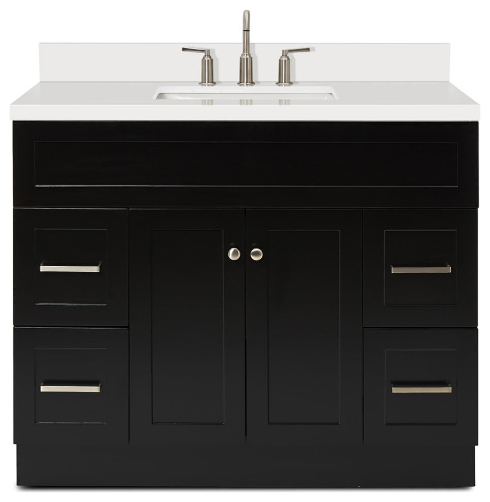 Ariel Hamlet 43" Rectangle Sink Bath Vanity, 1.5" White Quartz