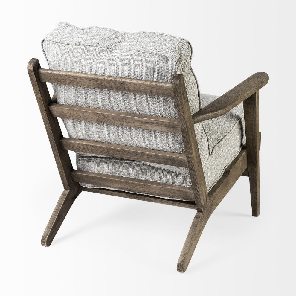 HomeRoots Frost Grey Fabric Wrapped Honey Wooden Frame Accent Chair