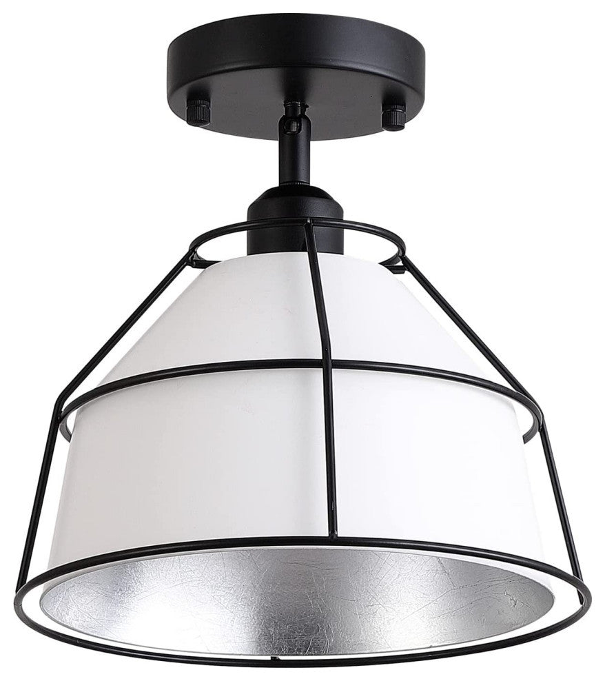 Farmhouse semi flush mount light fixture black cage ceiling lamp