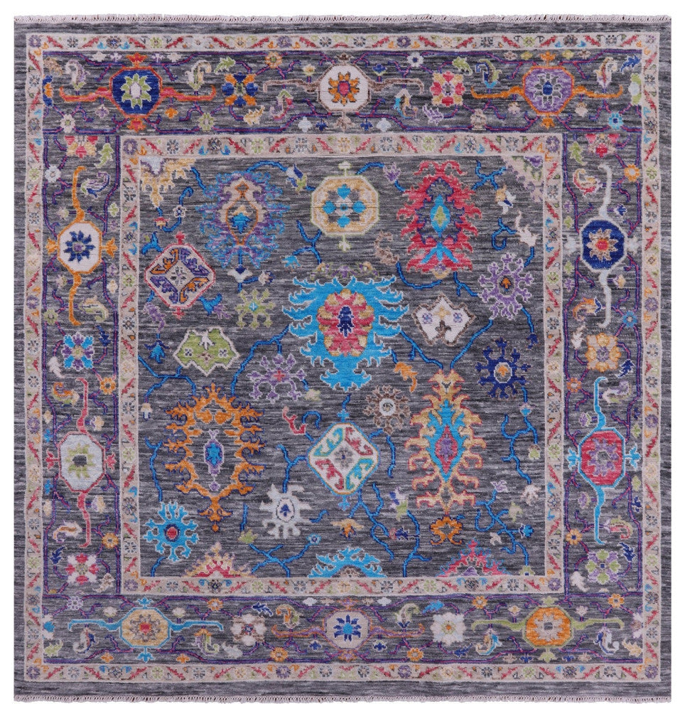 9' Square Turkish Oushak Hand Knotted Wool Rug - Q15706